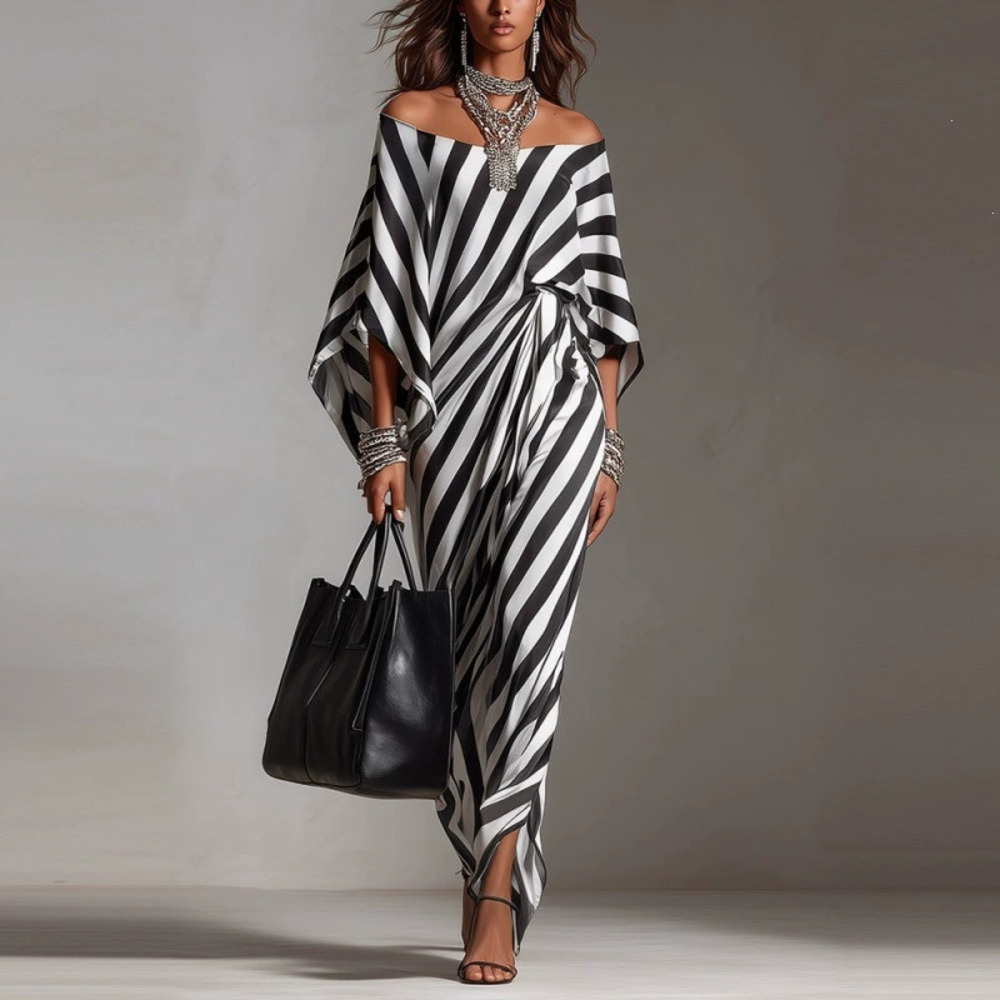 ZARA Women Loose Striped Off Shoulder Dress Spring Summer Fashion - Picture 4 of 6